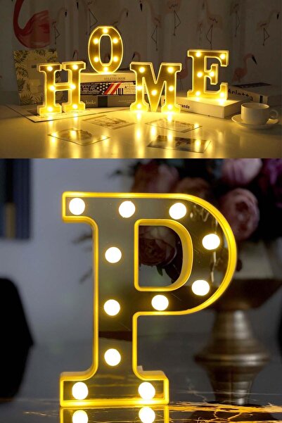 Murido Dekoratif Led Işıklı 3d P Harfi Büyük Boy Organizasyon Doğum Günü Kutlama