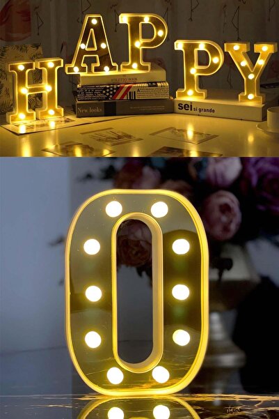 Murido Dekoratif Led Işıklı 3d O Harfi Büyük Boy Organizasyon Doğum Günü Kutlama