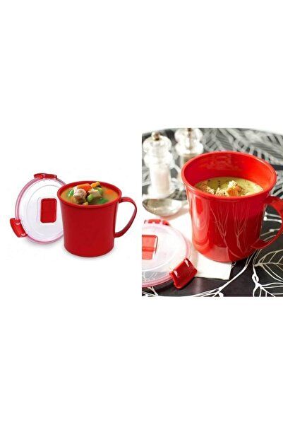 HOBBY LİFE Microwave Soup Heating Cup Mug Cup with Lockable Lid