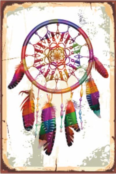 Colorful Dreamcatcher Retro Retro Wooden Poster 20x30 Cm