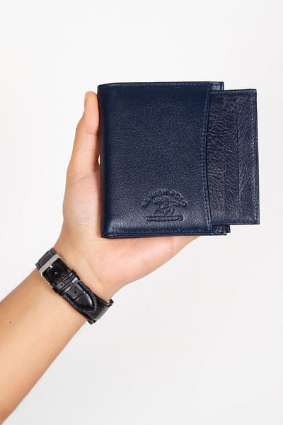 Newish Polo Ανδρική θήκη για πορτοφόλι από γνήσιο δέρμα Navy Blue
