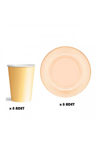 kidspartim Macaron Orange Cardboard Plate Cup