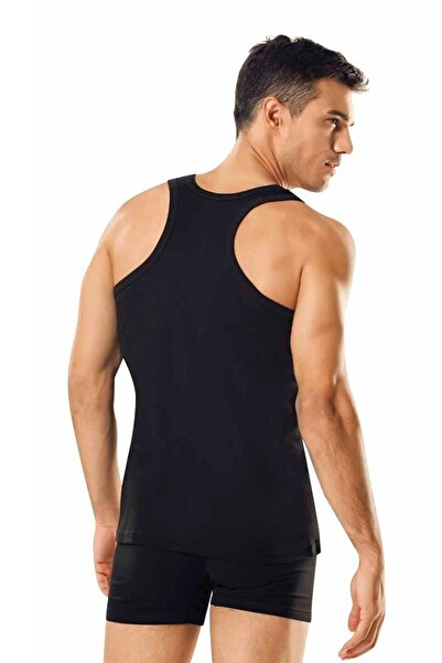 bejamonti Men's Black 2 Pack Ribbed Sports Tank Top