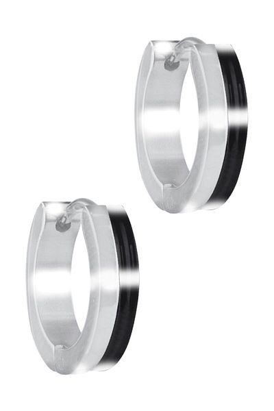LABALABA Men's Double Color Steel Hoop Earrings
