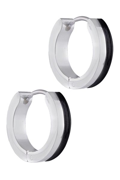LABALABA Men's Double Color Steel Hoop Earrings