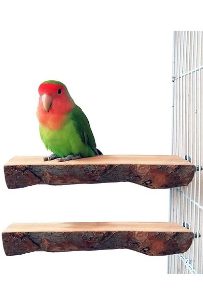 Alyones 2 Pack Bird Stand Wooden Entertainment Platform Natural Wooden Perch