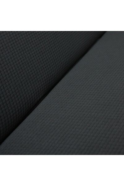 Nusret Flexible Elastic Square Patterned Sofa Bed and Kotuk Set - (3+3+1+1) Anthracite Sofa Cover