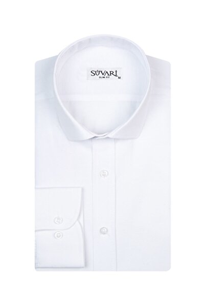 SÜVARİ Cămașă Slim Fit Filafil White pentru bărbați