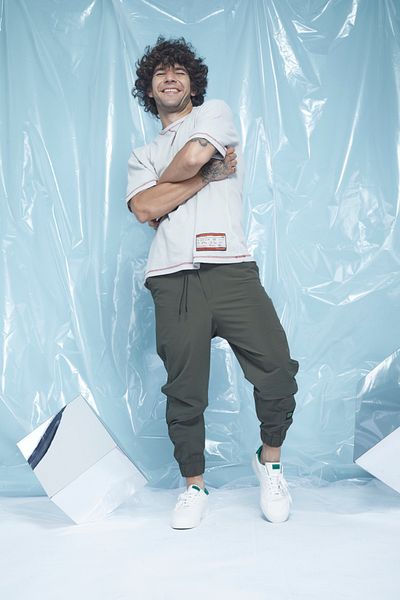 king brich 91% Polyamide 9% Elastane Relax Fit Rubber Leg Label Detailed Khaki Jogger Pants with Back Pocket