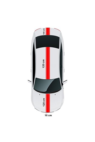 Dijitonline Orta Şerit Oto Sticker - Araba Sticker - 3 Parça