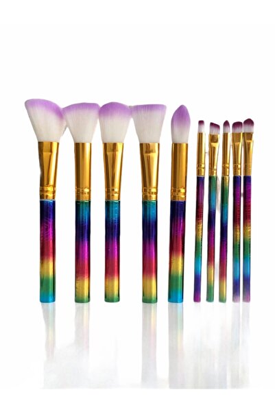 Roesıa Rose Cosmetics Gökkuşağı 10'lu Fırça Seti Parlak