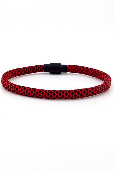 Solfera Red Black Paracord String Magnet Men's Bracelet M012d