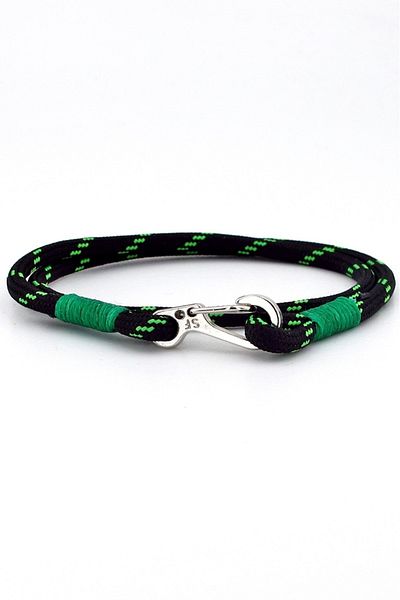 Solfera Neon Green Black Paracord Metal Hook Wrap Men's Bracelet M011d