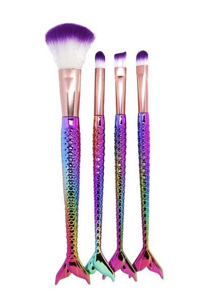 Makeuptime Mujgan 4-Piece Fish Makeup Brush Set - Purple Tip