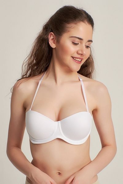 Pemilo Women's7101412 Neck-Slip Back Transparent Support Bra White