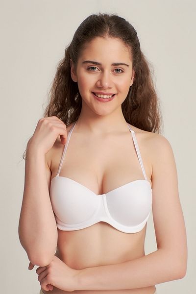 Pemilo Women's7101412 Neck-Slip Back Transparent Support Bra White