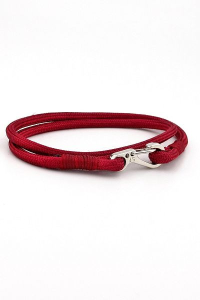 Solfera Claret Red Paracord Metal Hook Two Rows Wrap Men's Bracelet M011m
