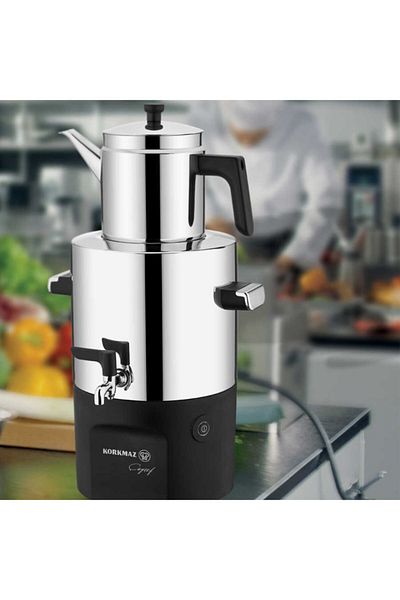 KORKMAZ Chaişef Samovar - Inox/Shiny A841-01 Model