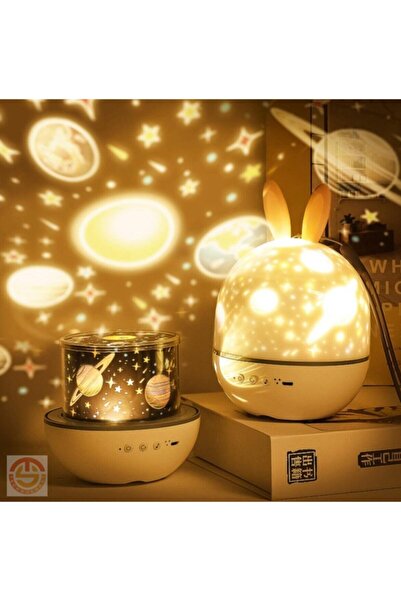 TechnoSmart Müzikli Kumandalı 6 Farklı Resimli Dönen Star Master Şarjlı Fonksiyonel Gece Lambası Lüx