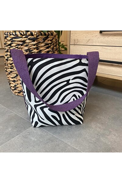 Kiiro Mor Askılı Zebra Desenli Küçük Boy Çanta