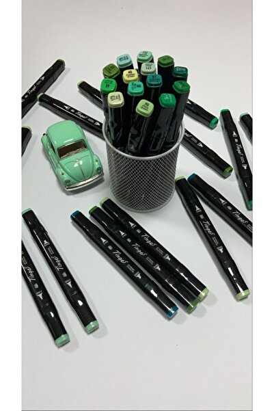 Tinge Çift Uçlu Marker Kalem Seti 14 Renk Yeşil Tonları