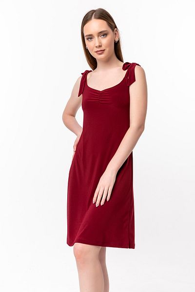 Laranor Burgundy Shoulder Strap Dress
