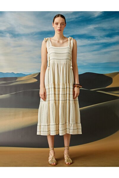 Koton Rochie cu gât pătrat Bumbac cu dungi