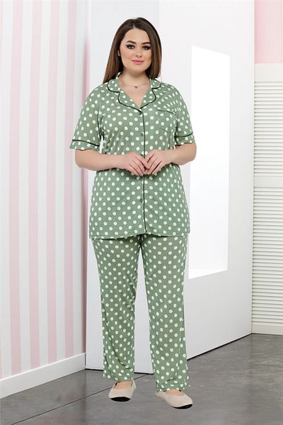 DOWRY Plus Size Buttoned Short Sleeve Pajama Set