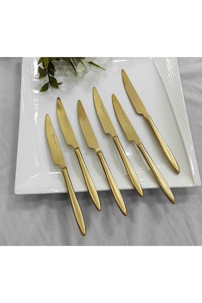 BRONDOFF Carmen Matte Gold Titanium 8 Pieces Sweet Knife