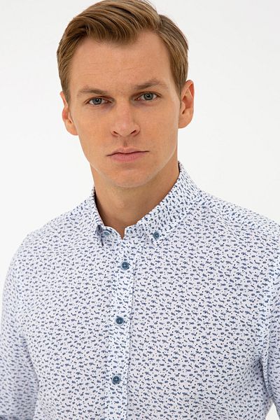 Pierre Cardin Μπλε Navy Slim Fit πουκάμισο