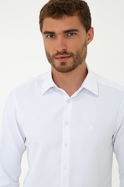 Pierre Cardin Λευκό Slim Fit - Dobby πουκάμισο