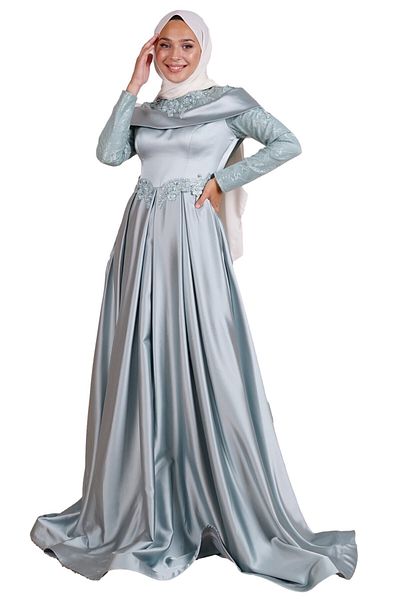 SpringStore Rochie de seara din satin cu detaliu din piatra de menta