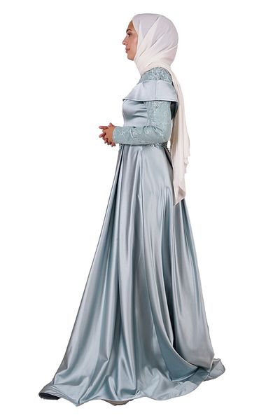 SpringStore Rochie de seara din satin cu detaliu din piatra de menta