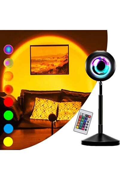 Coverzone Kumandalı Gün Batımı Projektörü Rgb 16 Renk Ufo Projeksiyon Usb Mas...