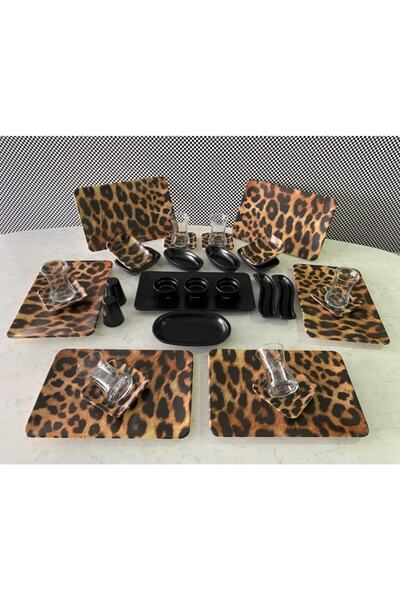 Keramika 33 Parça Siera Leopar Kahvaltı Seti