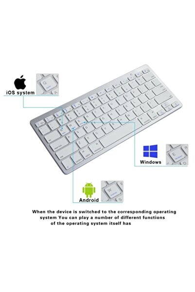 Streak Kablosuz Bluetooth Klavye Q Telefon Tablet Bilgisayar Uyumlu