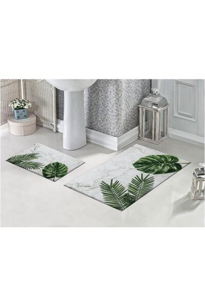 yok yok evim eve dair her şey سجادة حمام بتصميم أوراق استوائية ثلاثية الأبعاد