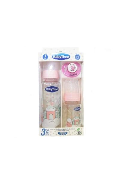 Babytime Baby Time 3'lü Cam Biberon Set Pembe 0-6 Ay