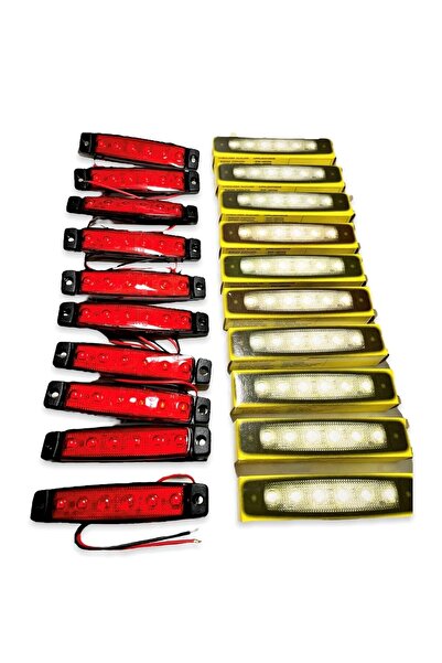 AHMET OTOMOTİV Sanel (10 Adet) 6 Ledli Kırmızı Parmak Led 12v Lamba Basamak A...