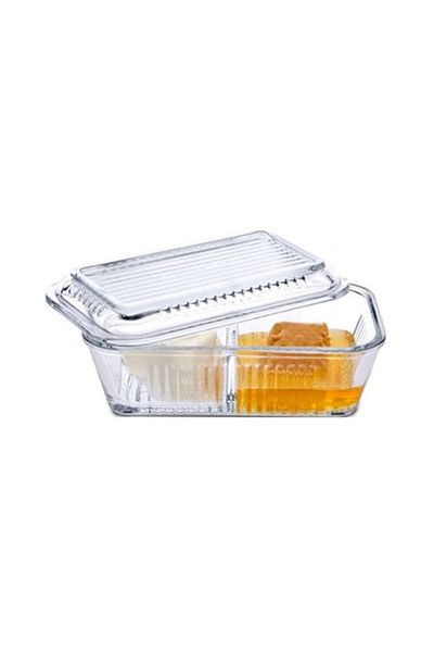 Paşabahçe 3 Pieces Frigo Compartment Storage Set - Jam Bowl, Fish, Breakfast + Baran Wooden Honey Spoon