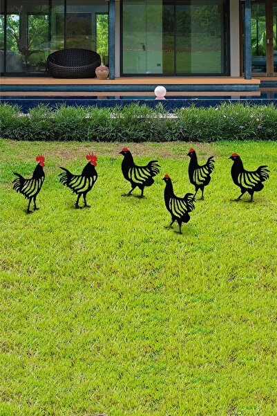 Doreline Doreart Chıcken Famıly 6 Metal Duvar Tablosu, Ev Ofis Duvar Panosu