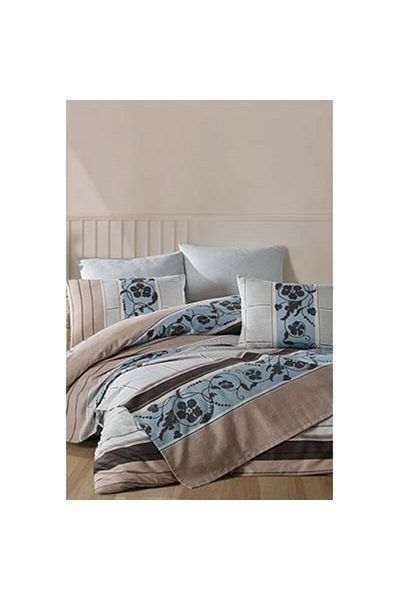 Cotton Life طقم بيكيه مطبوع مزدوج اللون باللون الأزرق الفيروزي
