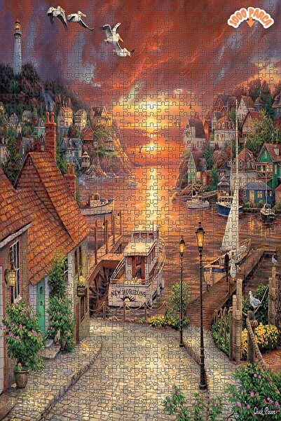 Teona Ahşap Yeni Ufuklar Dekoratif Çift Katlı Çerçeveli Asılabilir Ahşap Puzz...