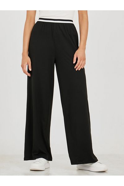 Styli Contrast Waistband Wide Leg Trouser