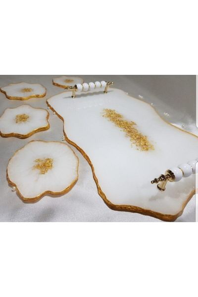 Lemur Sineklik Sultan Epoxy Tray and Coaster Set