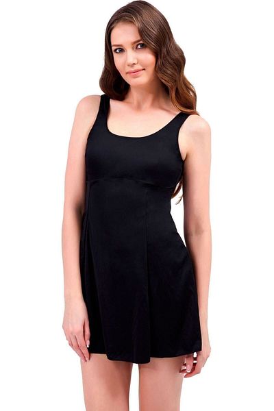 Argisa Costum de baie pentru femei, negru, cu rochie simplă, mărime mare, 6800