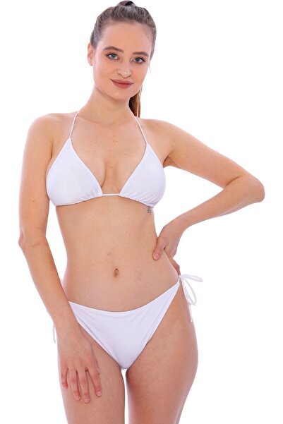 Argisa Düz Ipli Bağlı Üçgen Bikini 5026 Beyaz