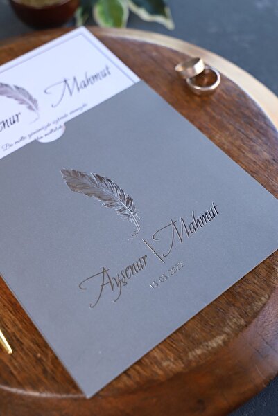 Pixel Davetiye Davetiye - 100 Adet - Yeni Model - Gri Düğün - Nişan - Nikah - Sünnet - Kına Davetiyesi - 544