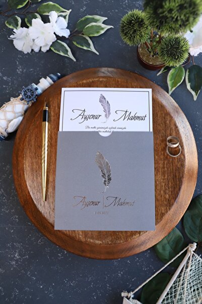 Pixel Davetiye Davetiye - 100 Adet - Yeni Model - Gri Düğün - Nişan - Nikah - Sünnet - Kına Davetiyesi - 544