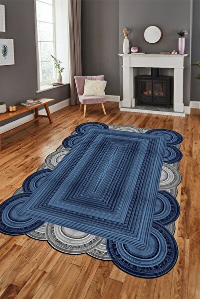 EY HOME 3D Jüt Görünümlü Yıkanabilir Lazer Kesim Yolluk Mutfak Salon Halısı